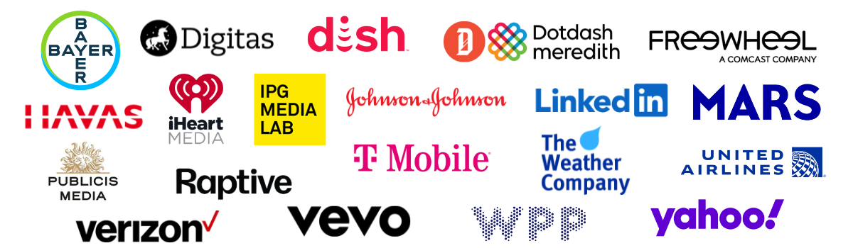 Companies attending 2025 Summit including Publicis, WPP, LinkedIn, Weather Company, United Airlines, IPG, Bayer, t-Mobile, Johnson and Johnson, HAVAS, iHeart, and many more